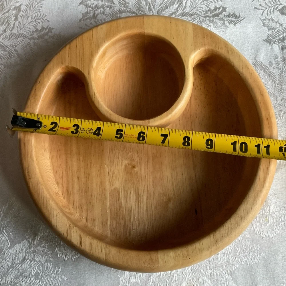 Crate & Barrel Solid Wood Chip & Dip Serving Bowl